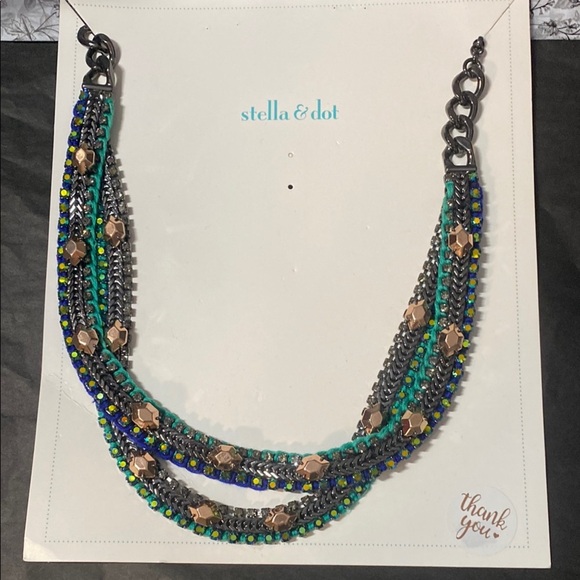 Stella & Dot | Mercury Multicolor Statement Necklace - Turquoise & Blue - Picture 1 of 5